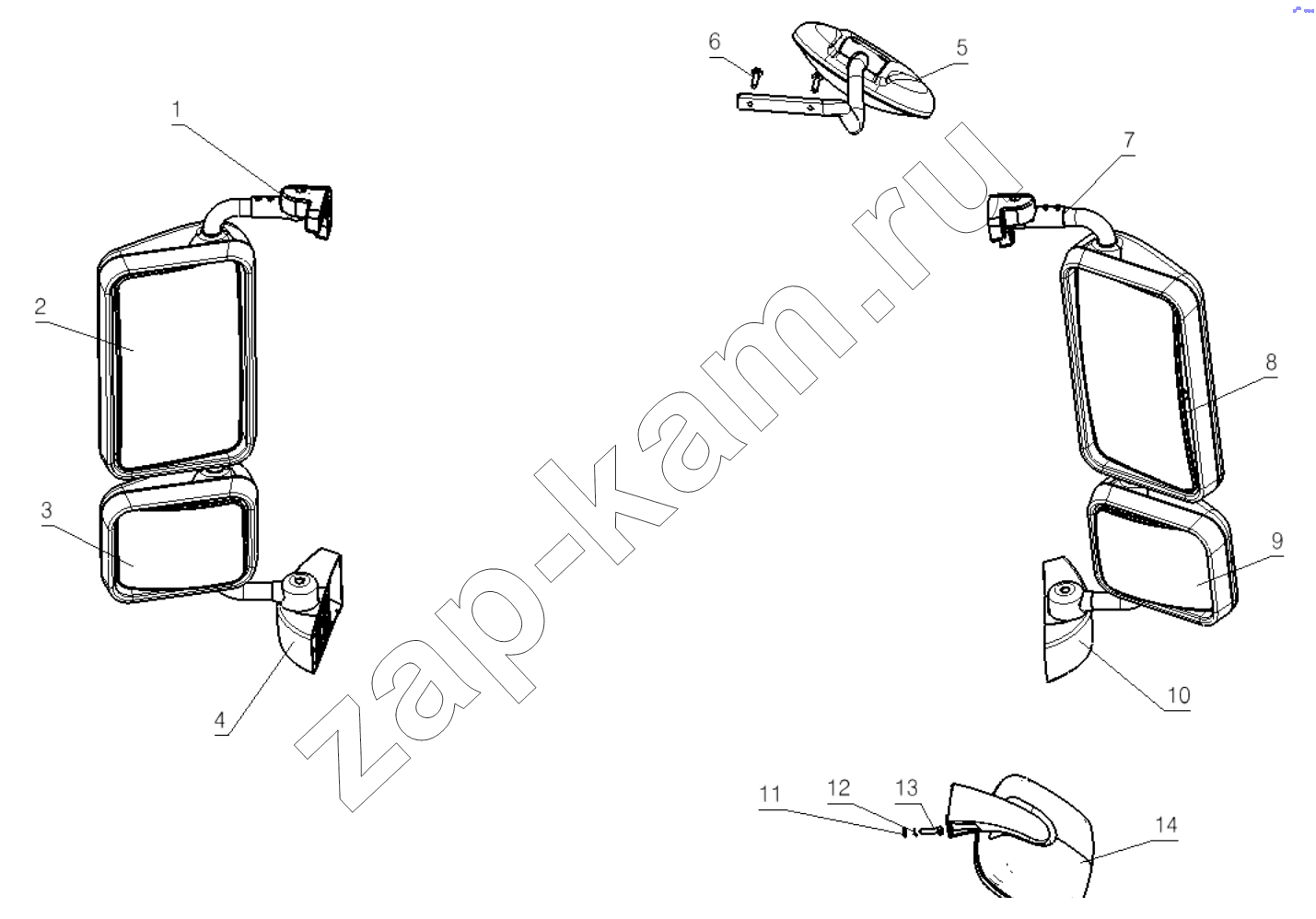 Схема/чертеж: Зеркало заднего вида;VIEW MIRROR / Shaanxi Shacman SX3318HT366TL