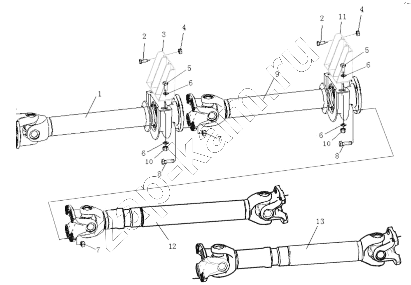 Схема/чертеж: Система приводного вала;PROPELLER SHAFT SYSTEM / Shaanxi Shacman SX3318HT366TL