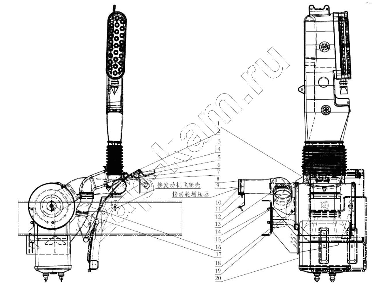 Схема/чертеж: Устройство очистки воздуха;AIR CLEANING DEVICE / Shaanxi Shacman SX3318HT366TL