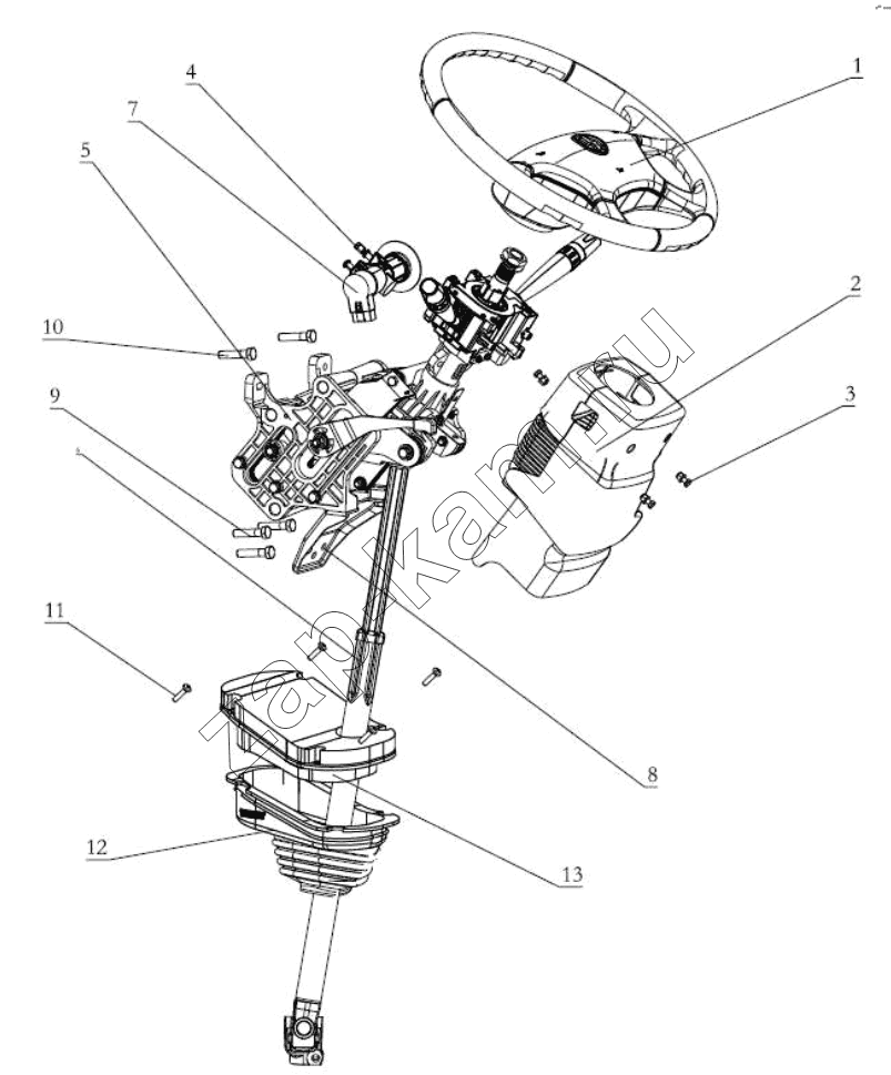 Схема/чертеж: Рулевая колонна регулируемая;STEERING COLUMN ADJUSTABLE / Shaanxi Shacman SX3318HT366TL