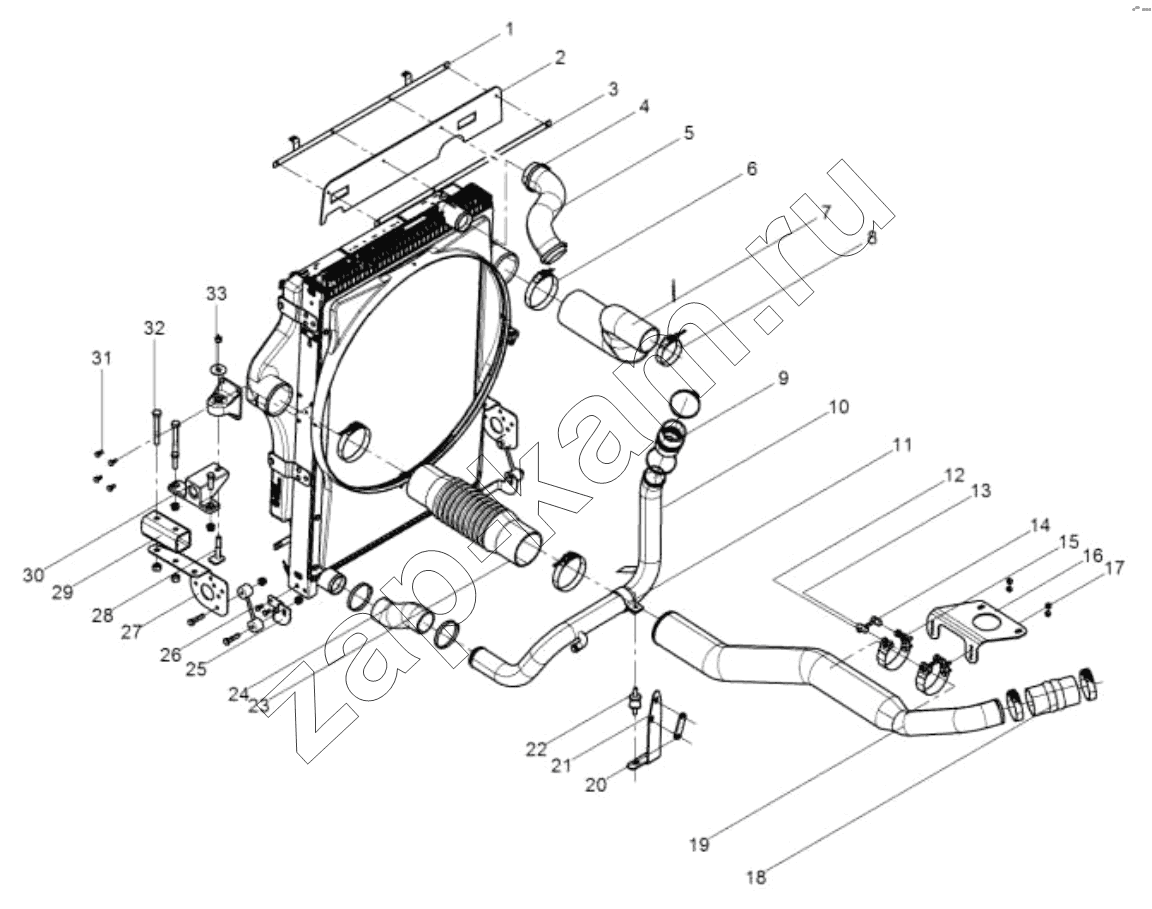 Схема/чертеж: Система охлаждения;COOLER SYSTEM / Shaanxi Shacman SX3318HT366TL