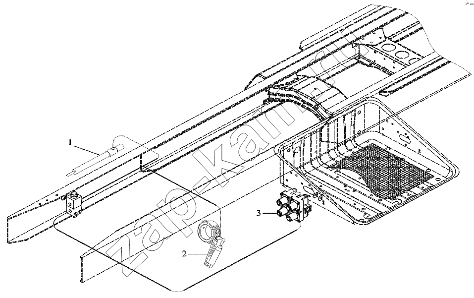 Схема/чертеж: Пневмопривод моторного тормоза / Shaanxi DeLONG Е-3 (тягач)