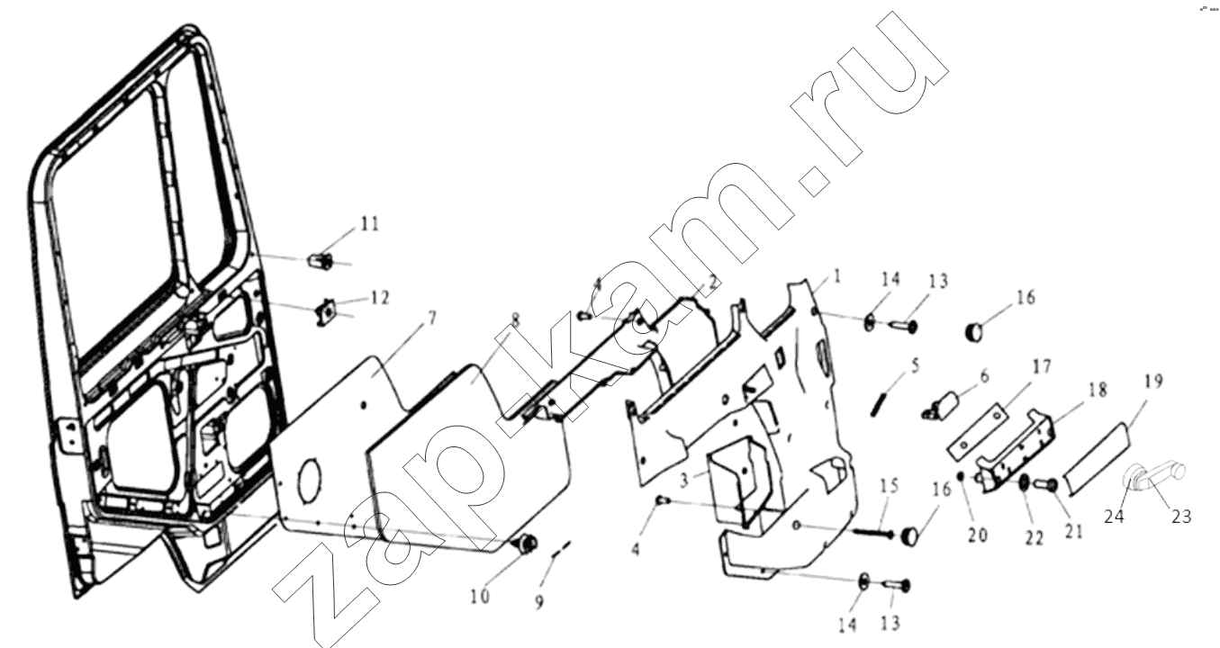 Схема/чертеж: DOOR COVERING LEFT / Shaanxi Shacman SX4255DV385