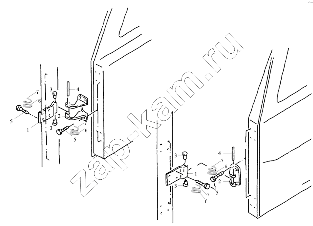 Схема/чертеж: DOOR HINGE LEFT AND RIGHT / Shaanxi Shacman SX4255DV385