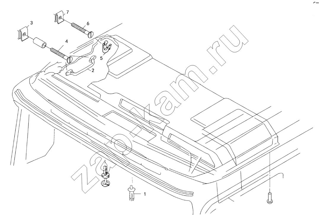 Схема/чертеж: HEADLINING WITH MOUNTING AND GRAB HANDLE / Shaanxi Shacman SX4255DV385