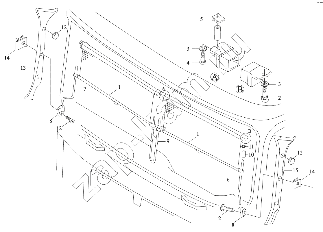 Схема/чертеж: SUN VISOR ROLLER / Shaanxi Shacman SX4255DV385