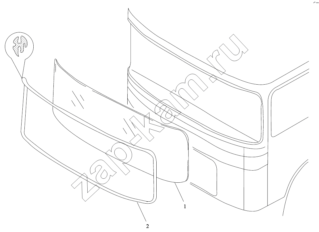 Схема/чертеж: WINDSHIELD ASSEMBLY / Shaanxi Shacman SX4255DV385
