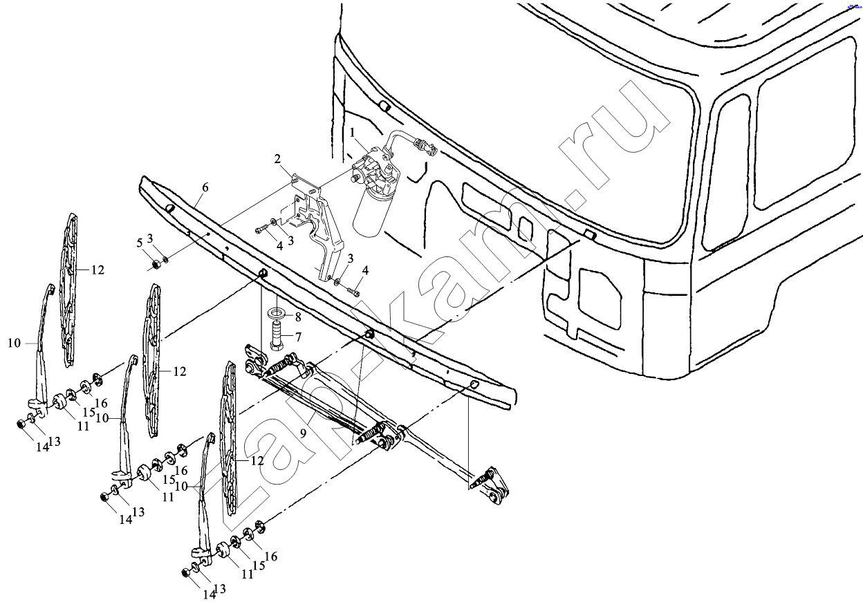 Схема/чертеж: WIPER SYSTEM / Shaanxi Shacman SX4255DV385