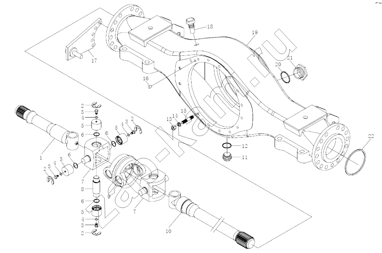 Схема/чертеж: FRONT AXLE HOUSING / Shaanxi Shacman SX4255DV385