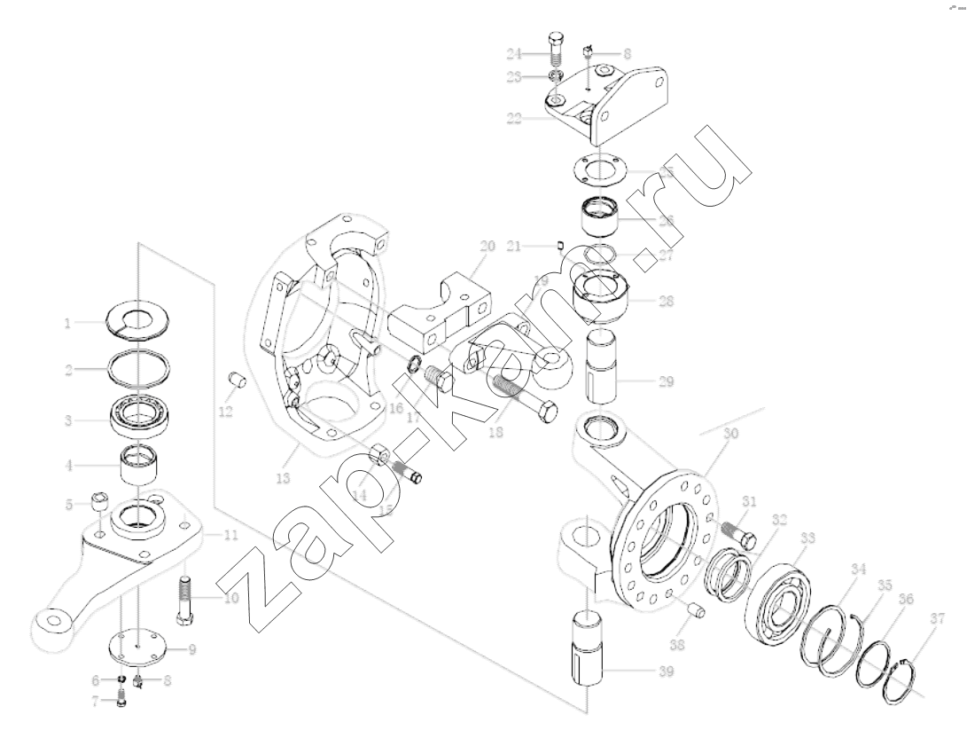 Схема/чертеж: DRIVE FRONT AXLE STEERING KNUCKLE / Shaanxi Shacman SX4255DV385