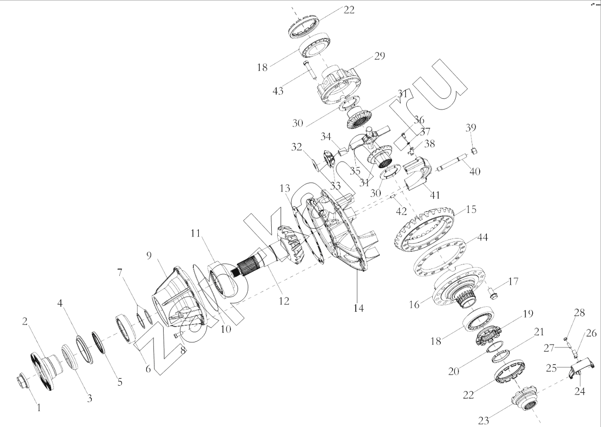 Схема/чертеж: STR REAR AXLE DRIVE / Shaanxi Shacman SX4255DV385