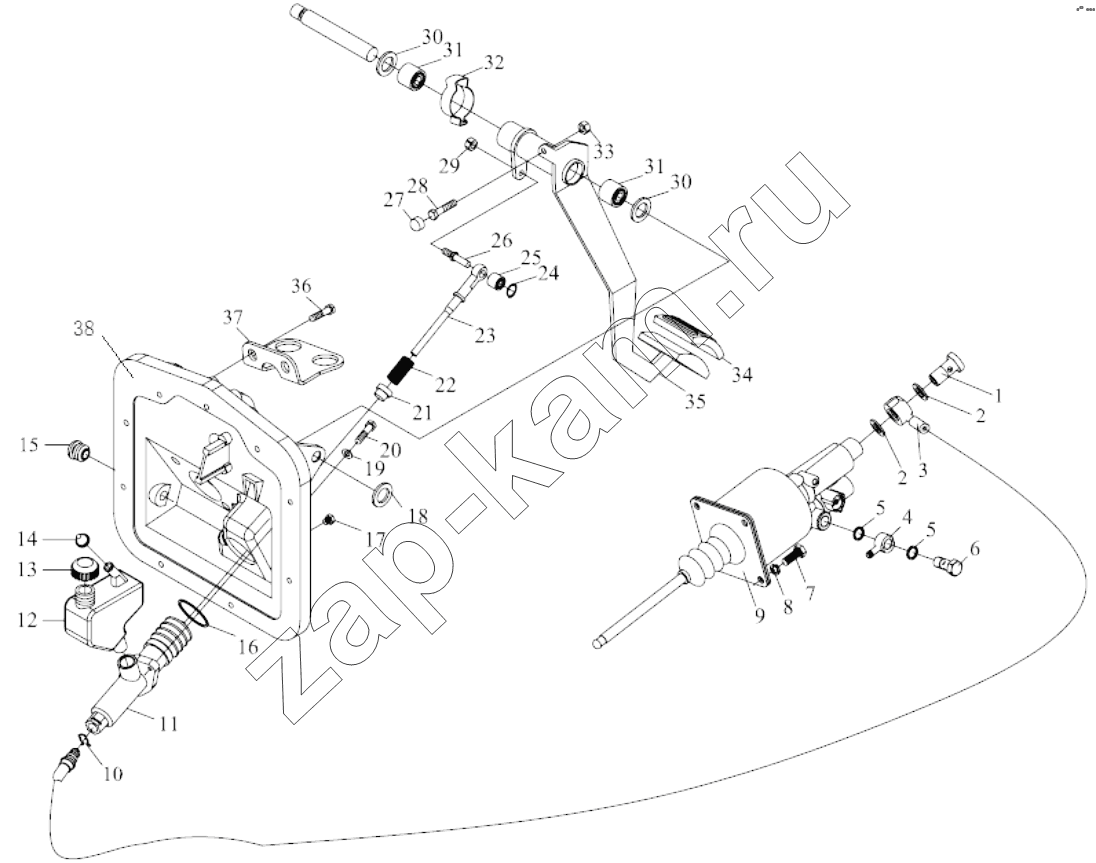 Схема/чертеж: PULL CLUTCH CONTROL DEVICE / Shaanxi Shacman SX4255DV385