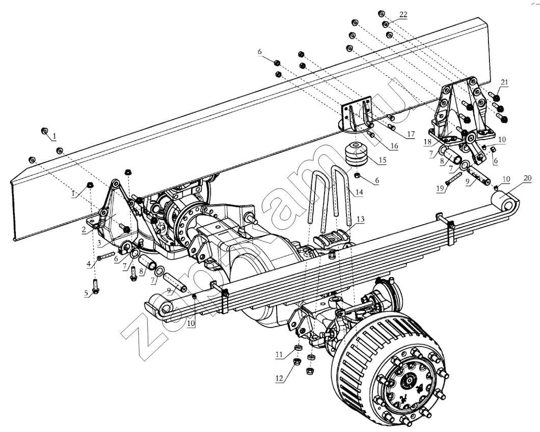 Схема/чертеж: FRONT SUSPENSION (DC93259690802) / Shaanxi Shacman SX4255DV385