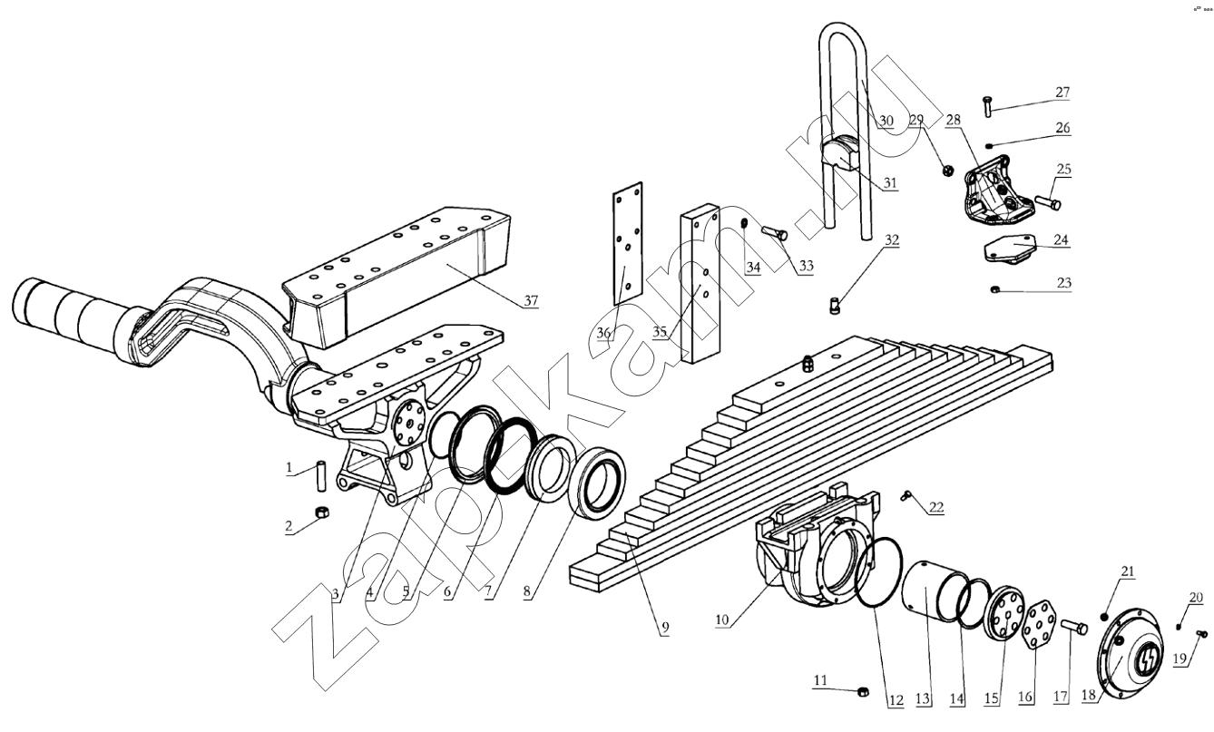 Схема/чертеж: REAR SUSPENSION (DC93259520513) I / Shaanxi Shacman SX4255DV385