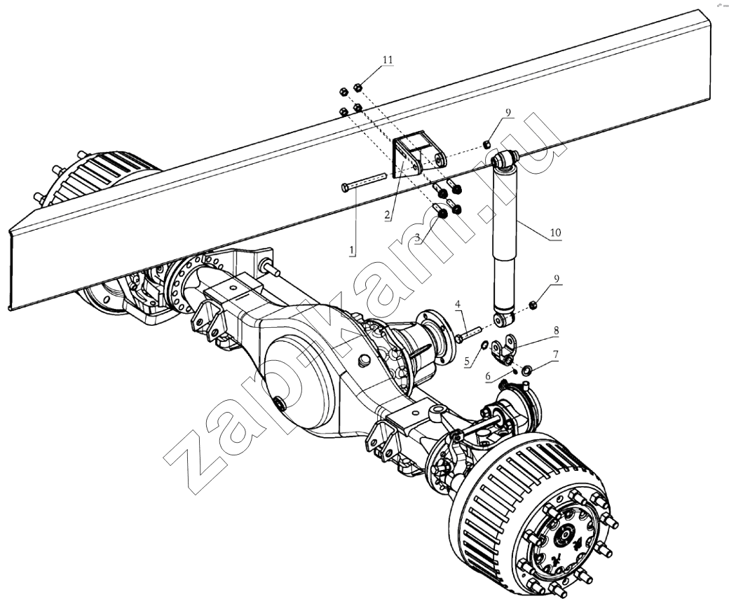 Схема/чертеж: FRONT SHOCK ABSORBER (DC93259680107) / Shaanxi Shacman SX4255DV385