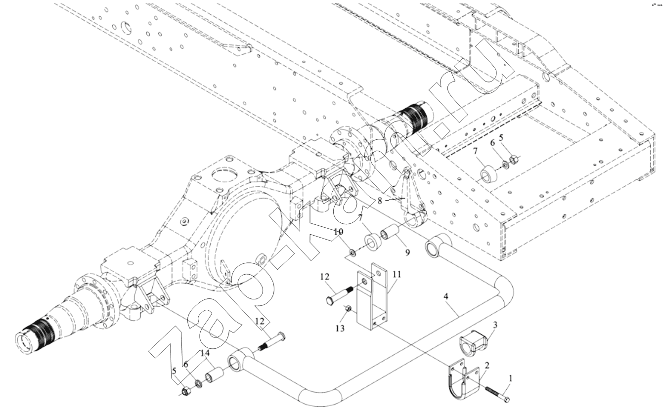 Схема/чертеж: REAR STABILIZER ASSY (DC93259680107) / Shaanxi Shacman SX4255DV385