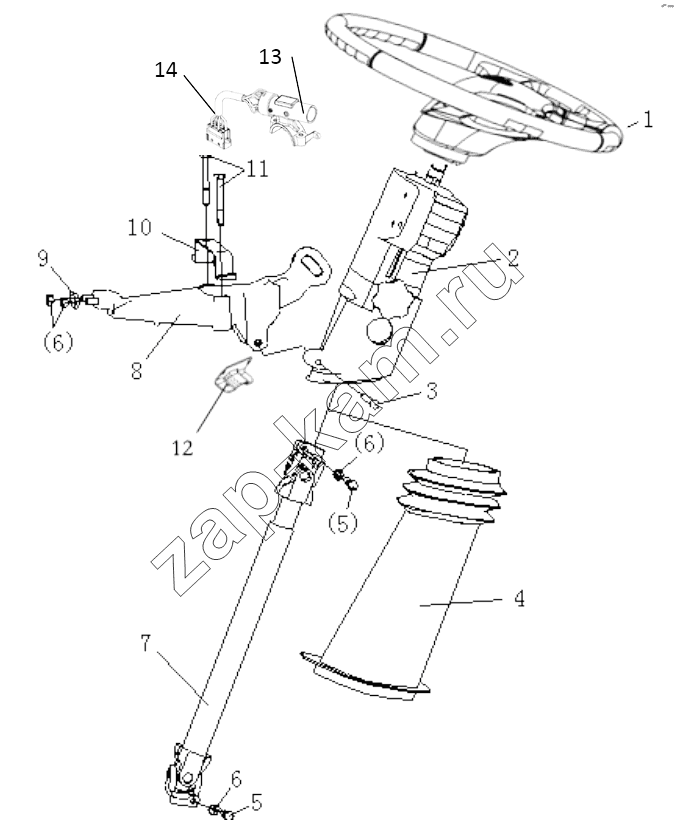 Схема/чертеж: STEERING COLUMN ADJUSTABLE / Shaanxi Shacman SX4255DV385
