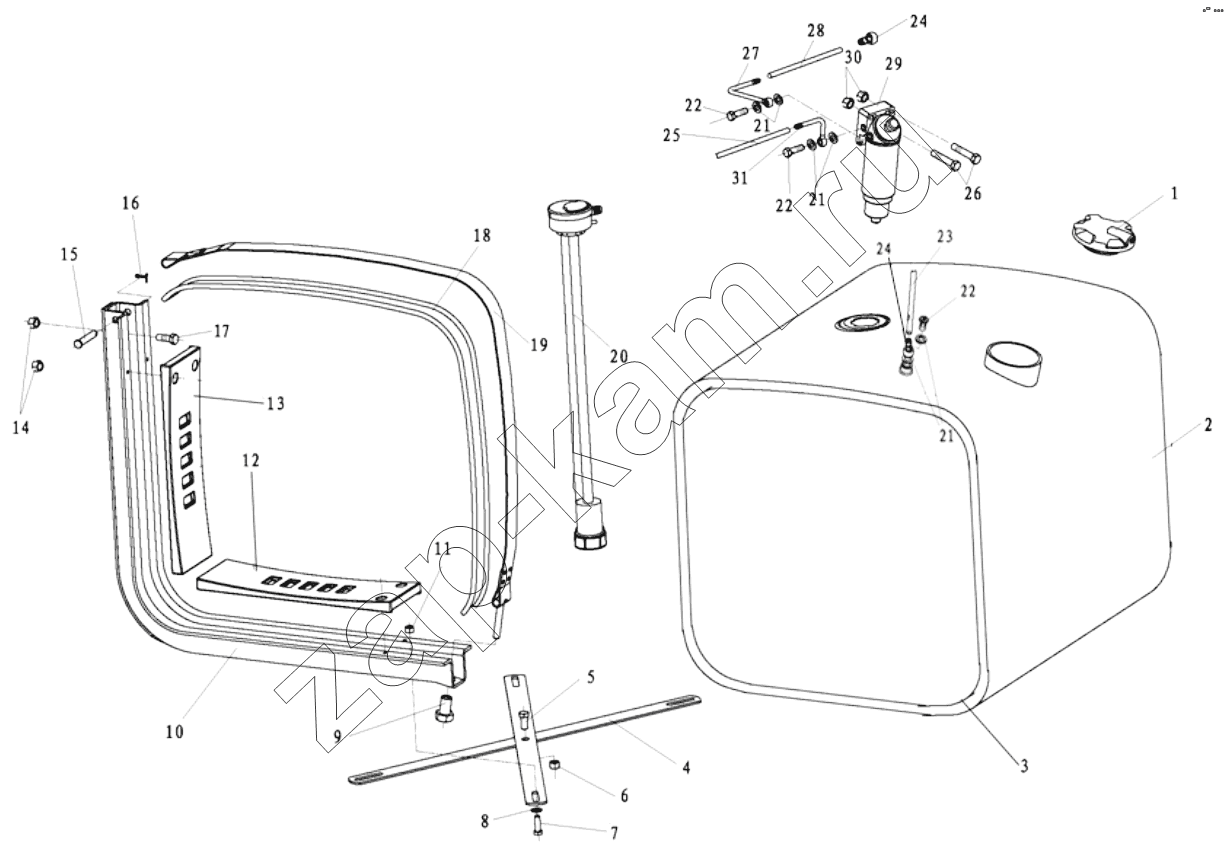 Схема/чертеж: FUEL TANK ASSEMBLY 380L / Shaanxi Shacman SX4255DV385