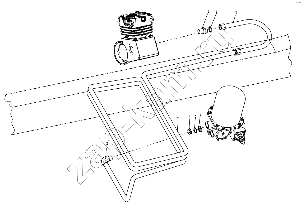 Схема/чертеж: AIR COMPESSOR OUTER LINE / Shaanxi Shacman SX4255DV385