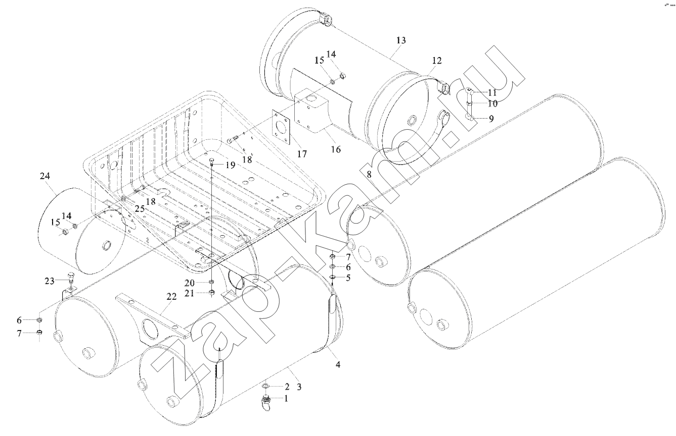 Схема/чертеж: AIR TANK FIXING / Shaanxi Shacman SX4255DV385