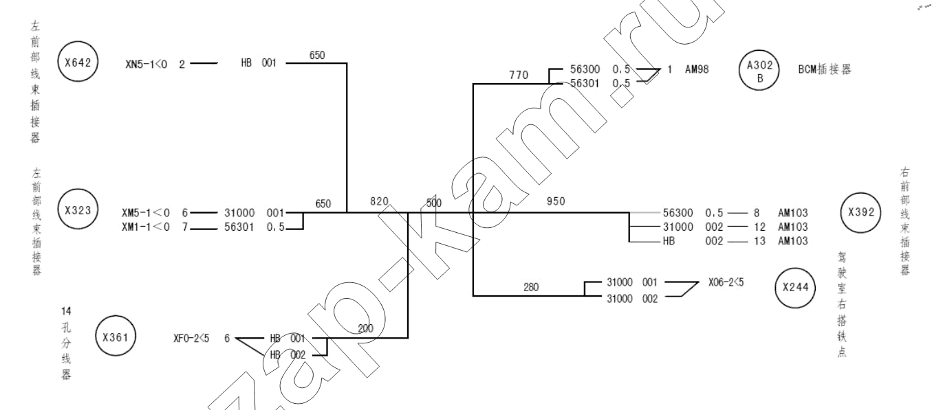 Схема/чертеж: ADDITIONAL WIRING HARNESS / Shaanxi Shacman SX42564V324 (X3000)