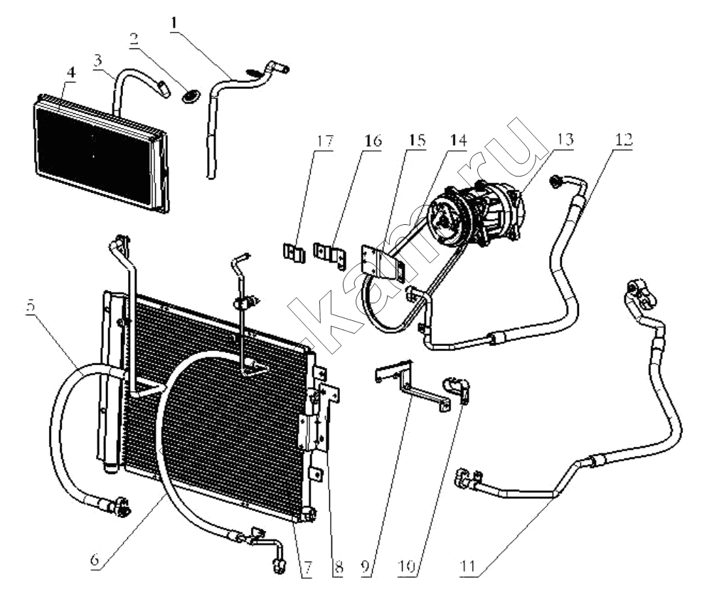 Схема/чертеж: AIR CONDITION PIPES / Shaanxi Shacman SX42564V324 (X3000)