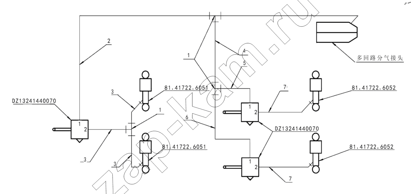 Схема/чертеж: AIR SPRING CONTROL PIPELINE DEVICE / Shaanxi Shacman SX42564V324 (X3000)
