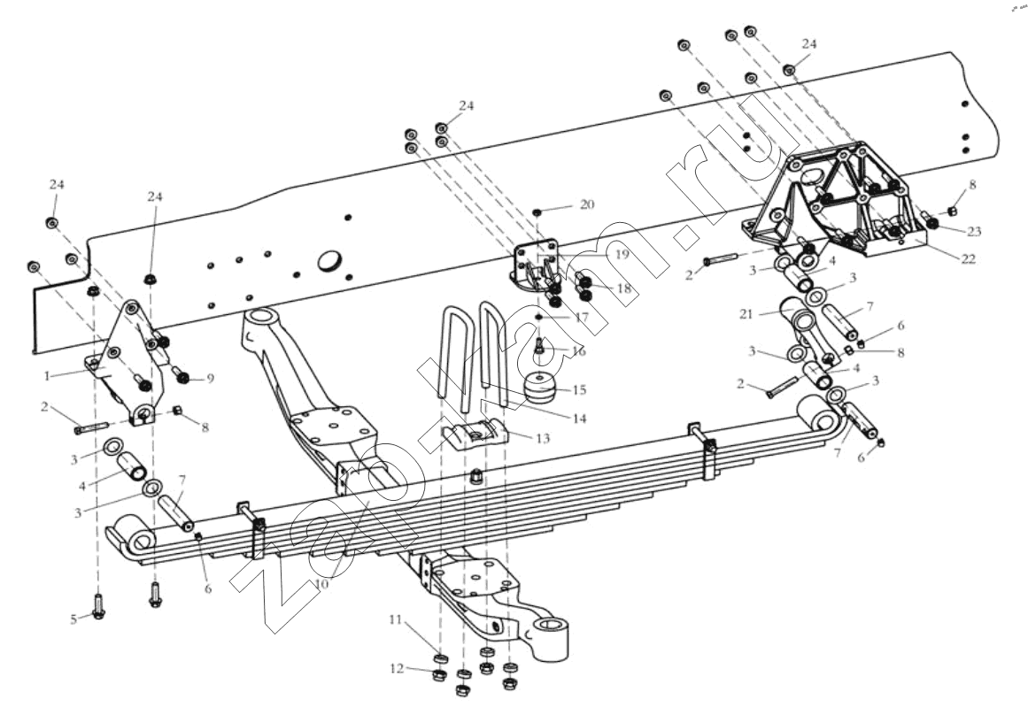 Схема/чертеж: FRONT SUSPENSION (DC 95259690907) / Shaanxi Shacman SX42564V324 (X3000)