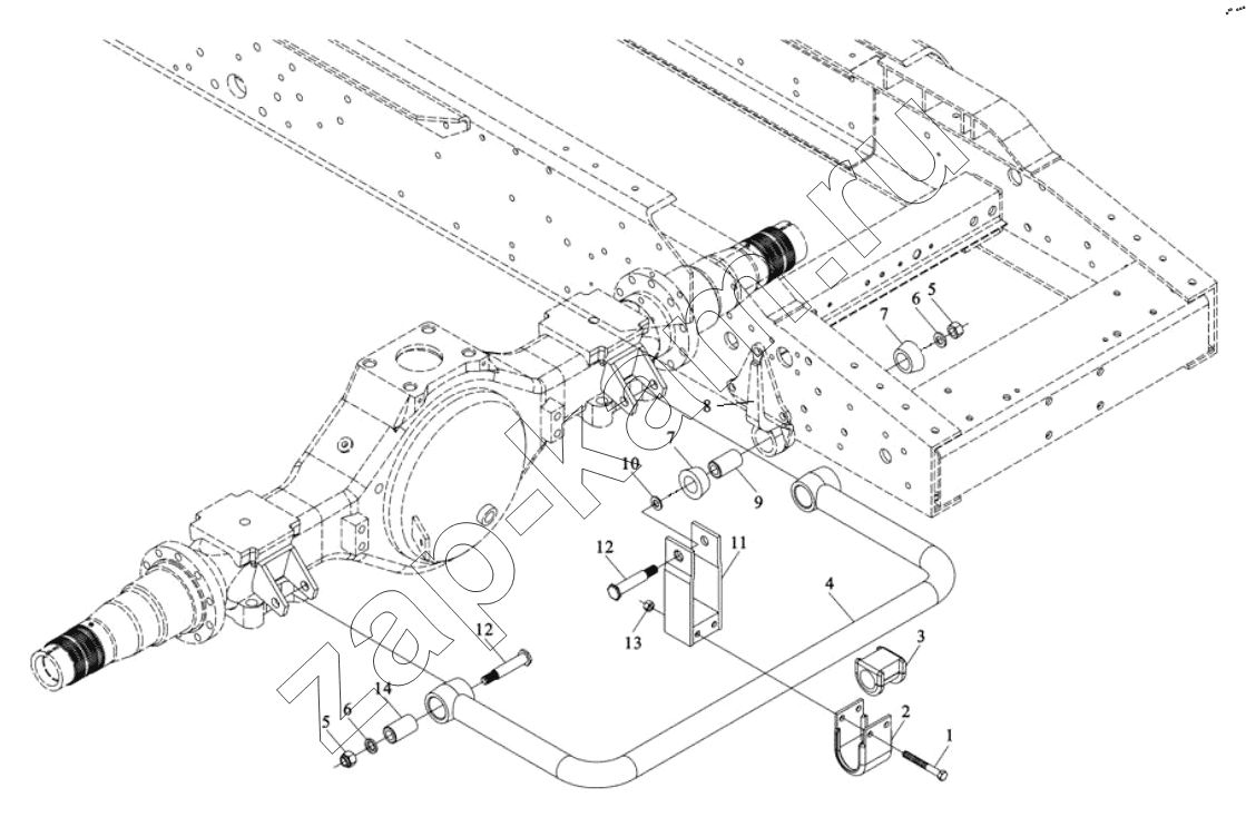 Схема/чертеж: REAR STABILIZER BAR (DC95259680129) / Shaanxi Shacman SX42564V324 (X3000)