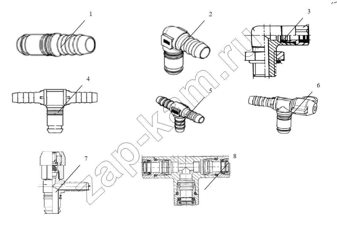 Схема/чертеж: CONNECTING PARTS, LINE & NIPPLE JOINT / Shaanxi Shacman SX42564V324 (X3000)