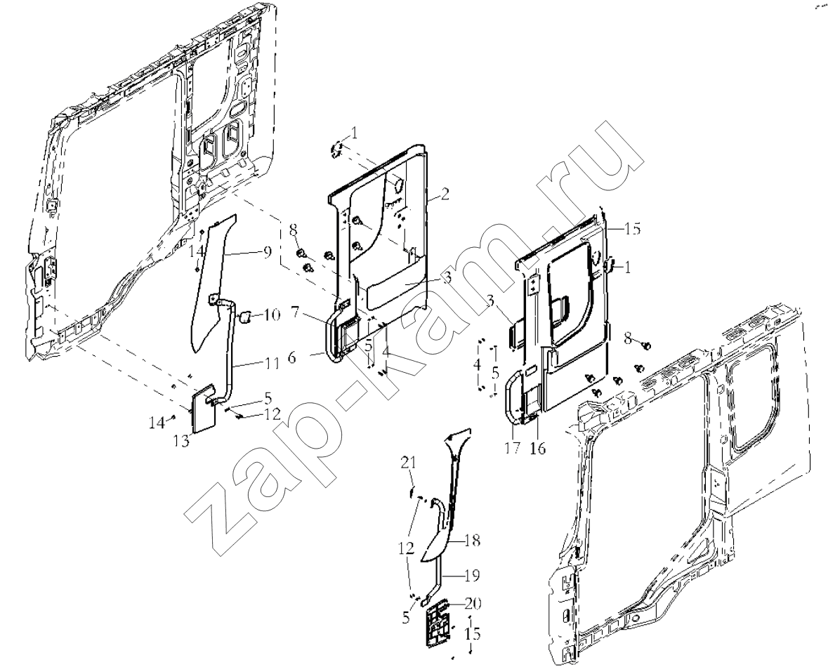 Схема/чертеж: THE INTERIOR TRIM ASSEMBLY / Shaanxi Shacman SX42564V324 (X3000)