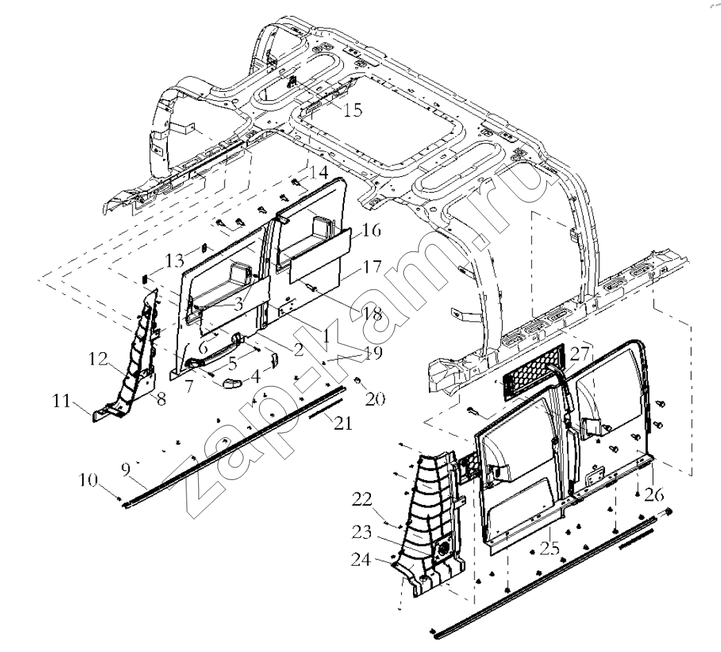 Схема/чертеж: THE INTERIOR TRIM ASSEMBLY / Shaanxi Shacman SX42564V324 (X3000)