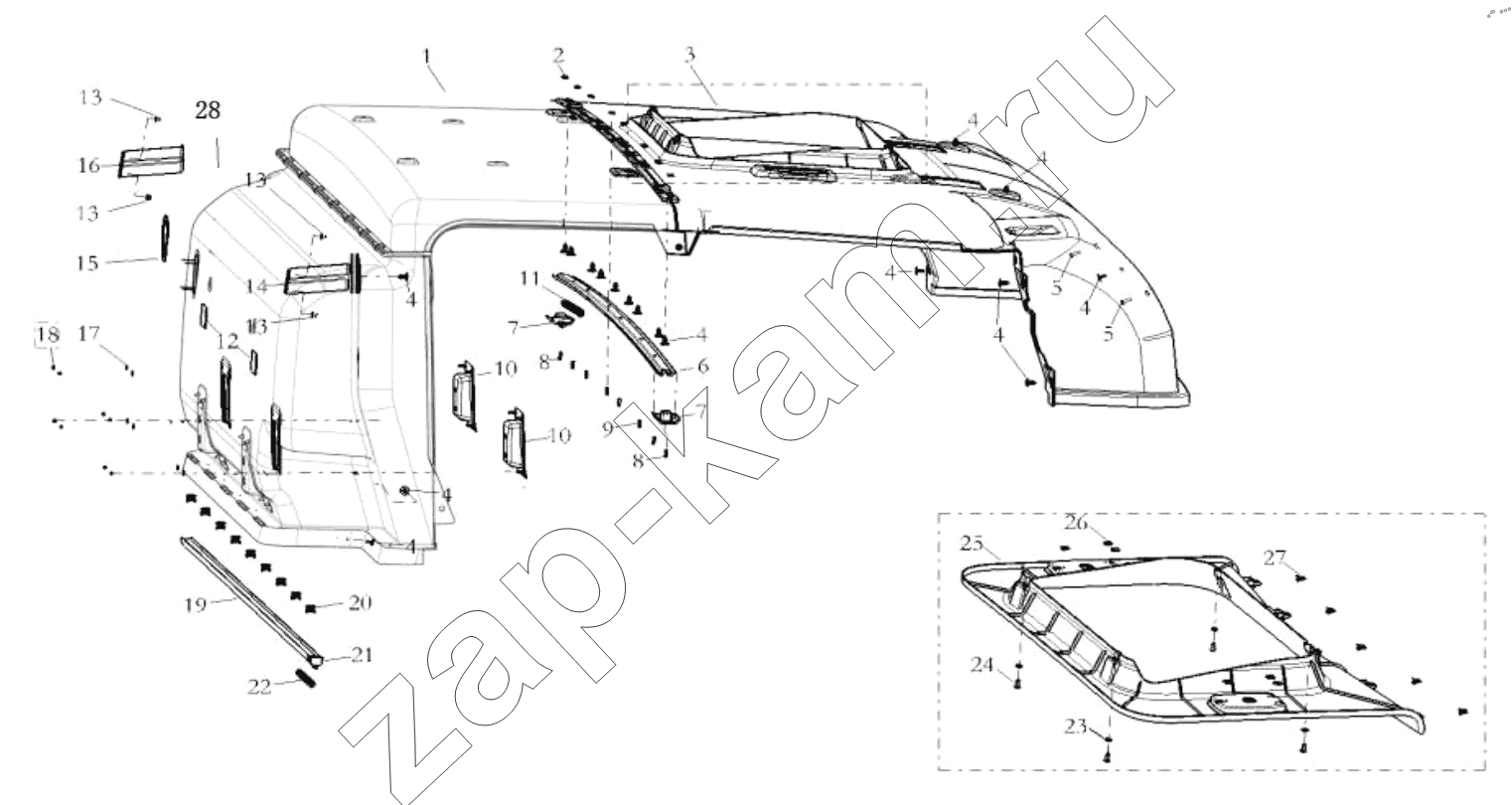 Схема/чертеж: THE INTERIOR TRIM ASSEMBLY / Shaanxi Shacman SX42564V324 (X3000)
