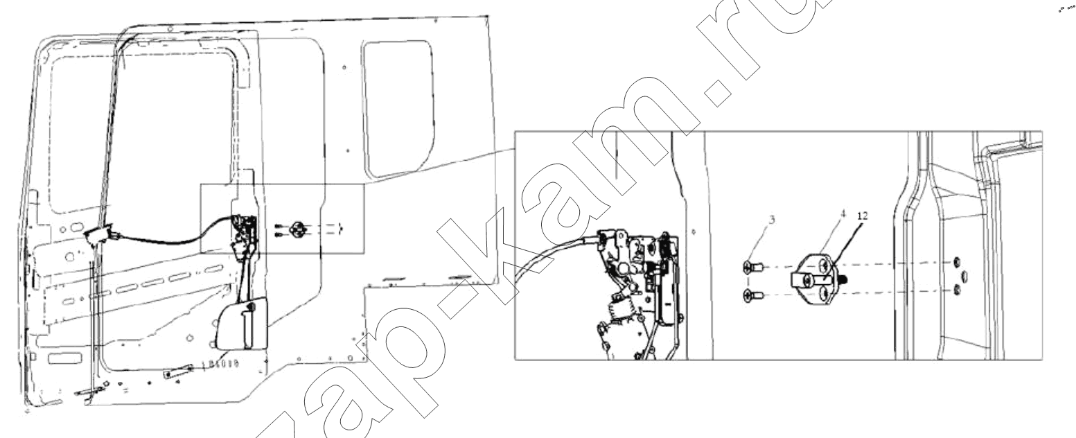 Схема/чертеж: LEFT DOOR LOCK SYSTEM / Shaanxi Shacman SX42564V324 (X3000)