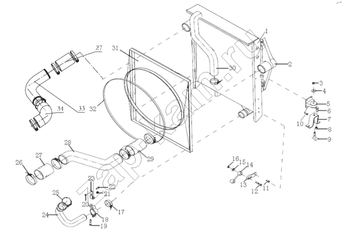 Схема/чертеж: COOLER SYSTEM (F3000/WP12) / Shaanxi Shacman SX42564V324 (X3000)