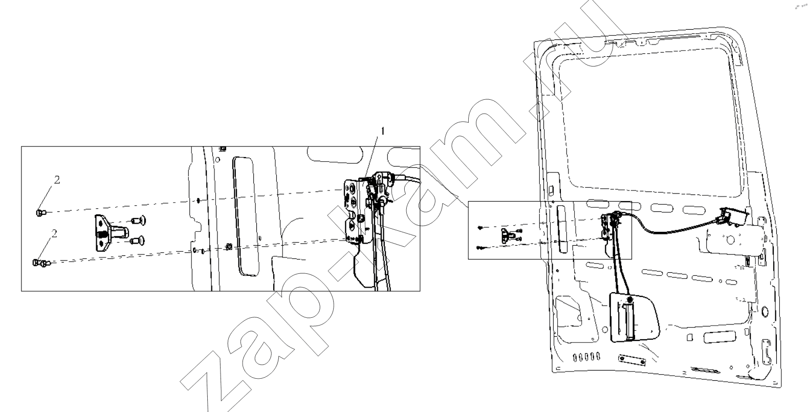 Схема/чертеж: RIGHT DOOR LOCK SYSTEM / Shaanxi Shacman SX42564V324 (X3000)