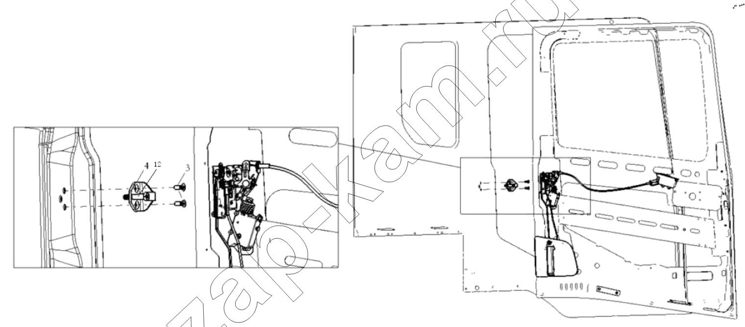 Схема/чертеж: RIGHT DOOR LOCK SYSTEM / Shaanxi Shacman SX42564V324 (X3000)