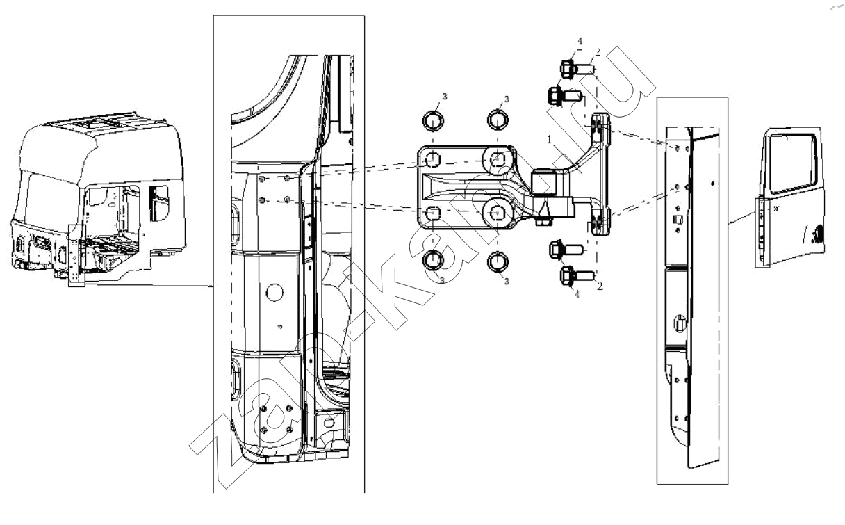 Схема/чертеж: DOOR HINGE LEFT / Shaanxi Shacman SX42564V324 (X3000)