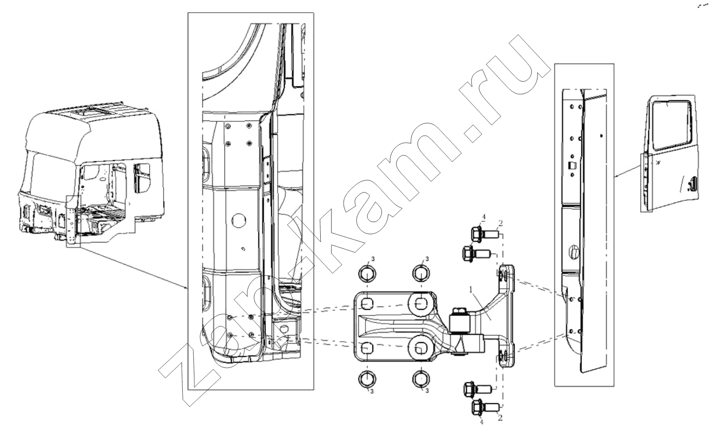 Схема/чертеж: DOOR HINGE LEFT / Shaanxi Shacman SX42564V324 (X3000)