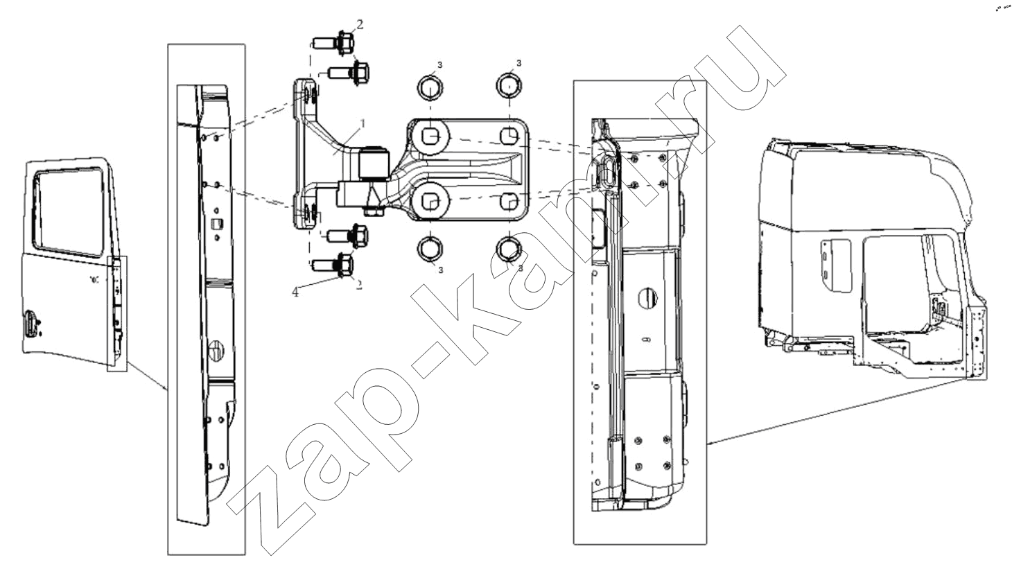 Схема/чертеж: DOOR HINGE RIGHT / Shaanxi Shacman SX42564V324 (X3000)