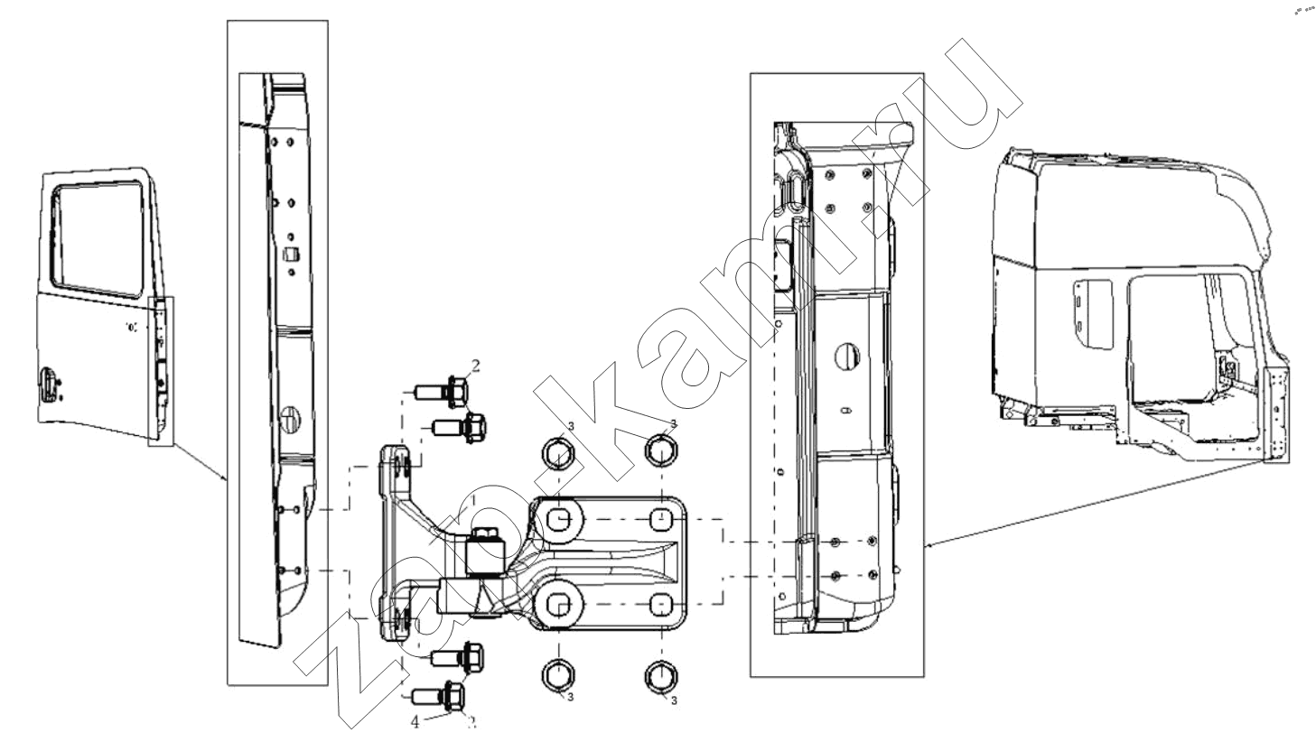 Схема/чертеж: DOOR HINGE RIGHT / Shaanxi Shacman SX42564V324 (X3000)