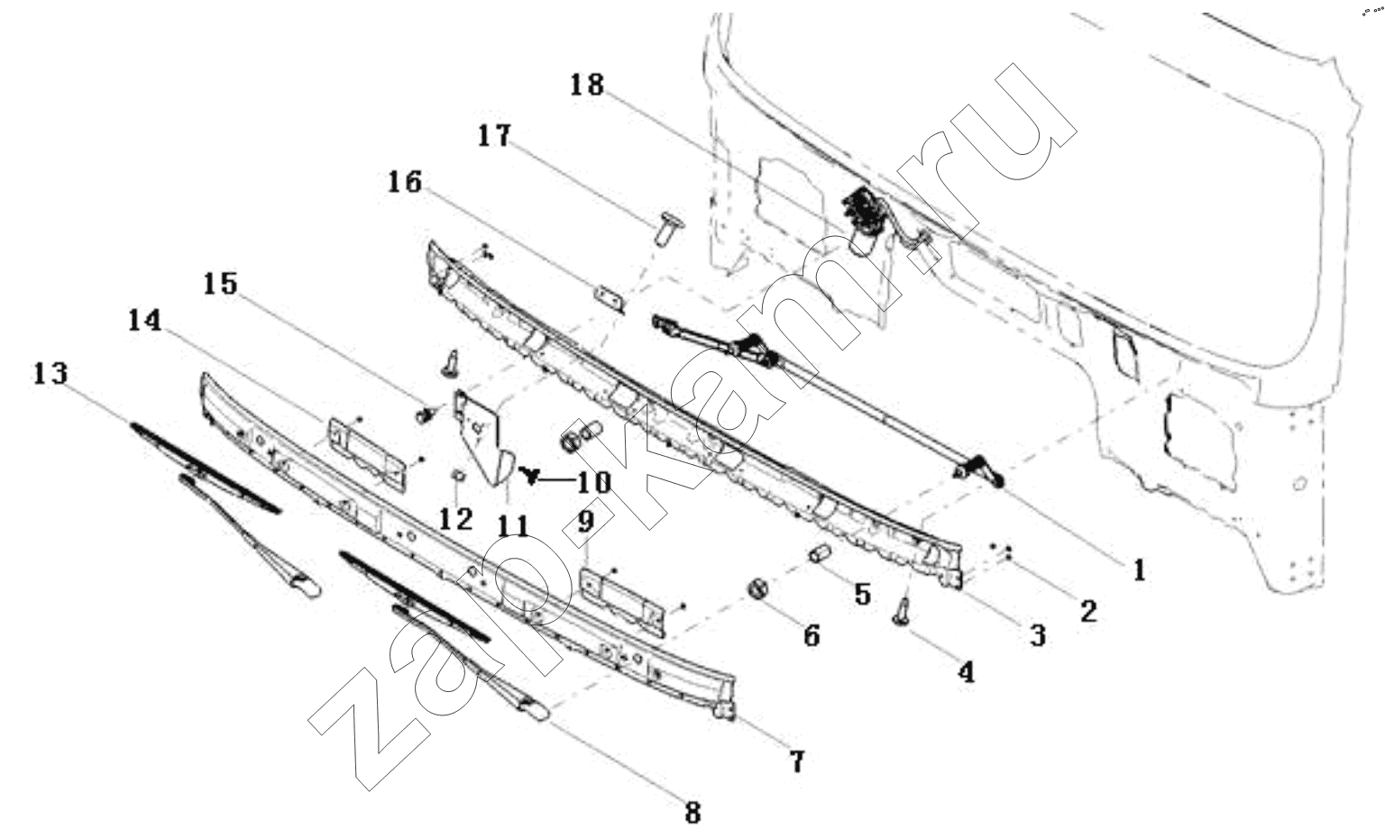 Схема/чертеж: WINDSCREEN RINSE SYSTEM/LEFT / Shaanxi Shacman SX42564V324 (X3000)
