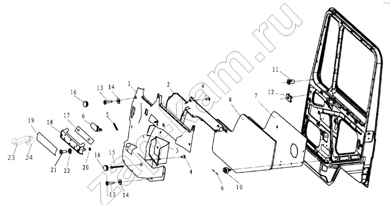 Схема/чертеж: DOOR COVERING RIGHT / Shaanxi Shacman SX4256NT324