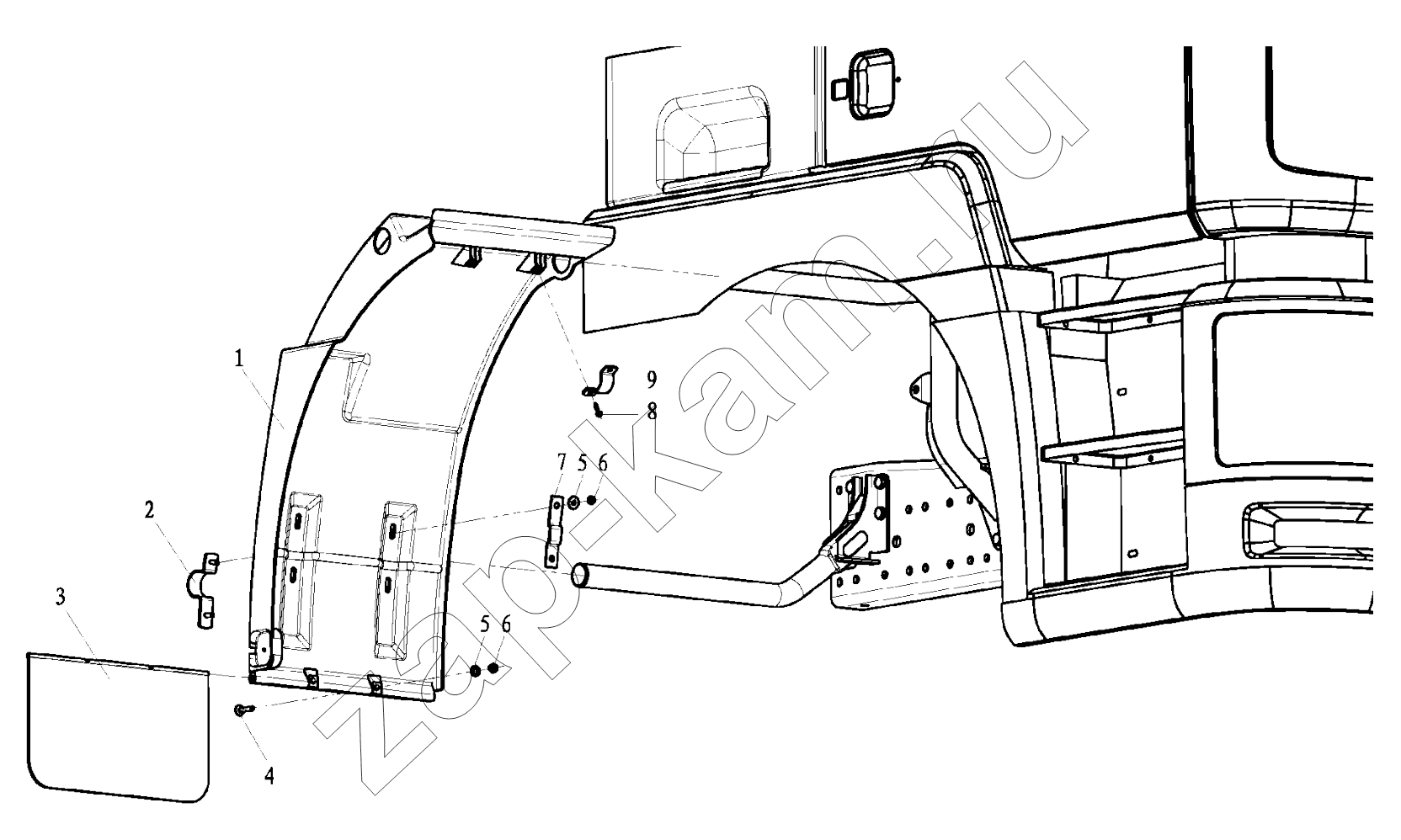 Схема/чертеж: FENDER RIGHT BEHIND CAB / Shaanxi Shacman SX4256NT324