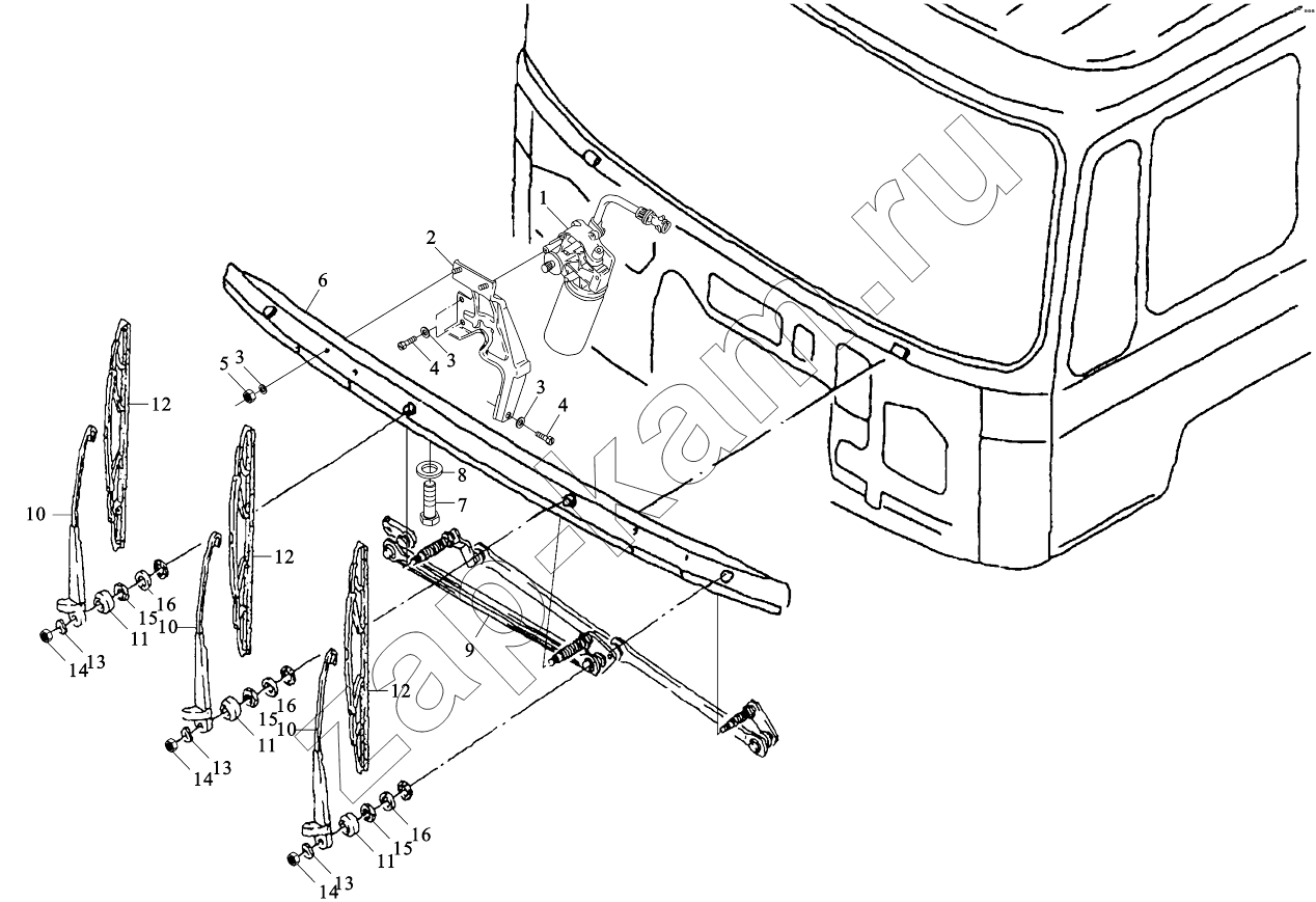 Схема/чертеж: WIPER SYSTEM / Shaanxi Shacman SX4256NT324