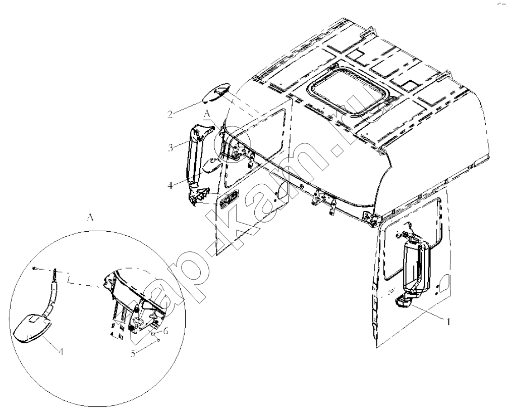 Схема/чертеж: VIEW MIRROR / Shaanxi Shacman SX4256NT324
