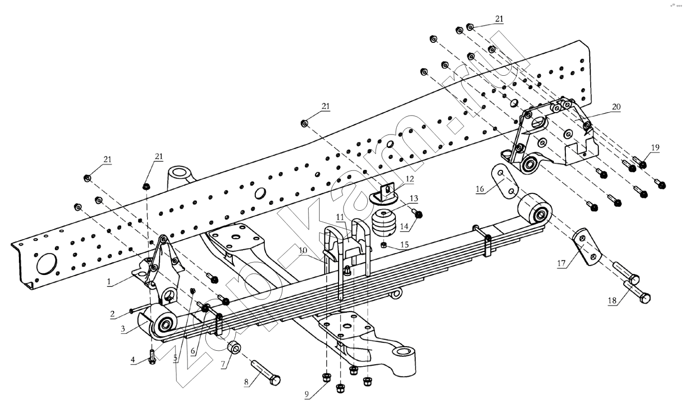 Схема/чертеж: FRONT SUSPENSION (DC95259690702) / Shaanxi Shacman SX4256NT324