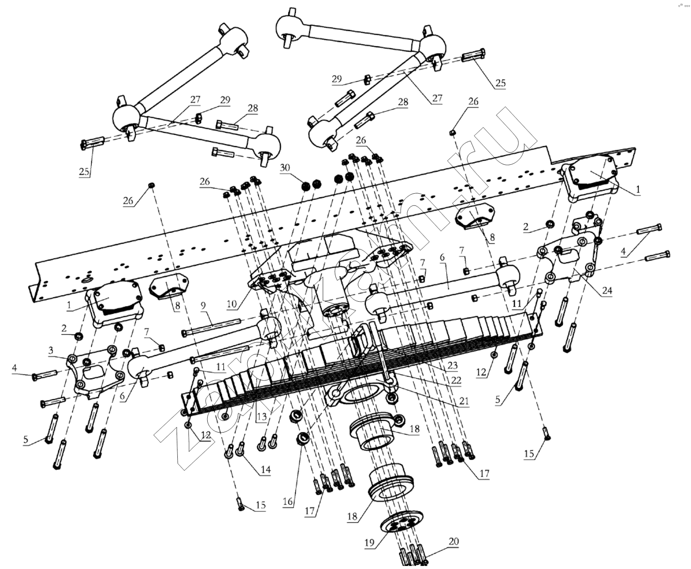 Схема/чертеж: REAR SUSPENSION (DC95259520500) / Shaanxi Shacman SX4256NT324