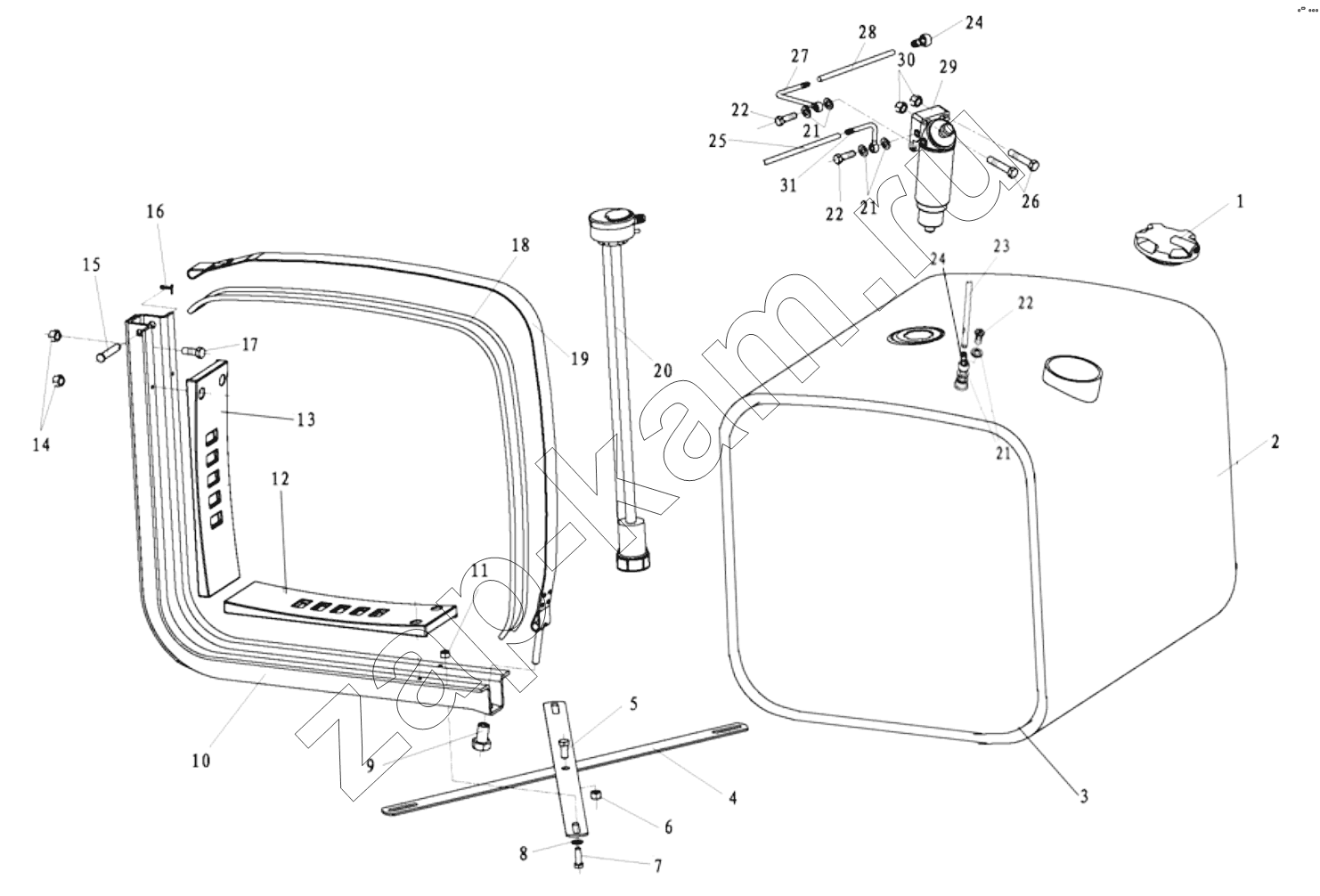 Схема/чертеж: FUEL TANK ASSEMBLY / Shaanxi Shacman SX4256NT324