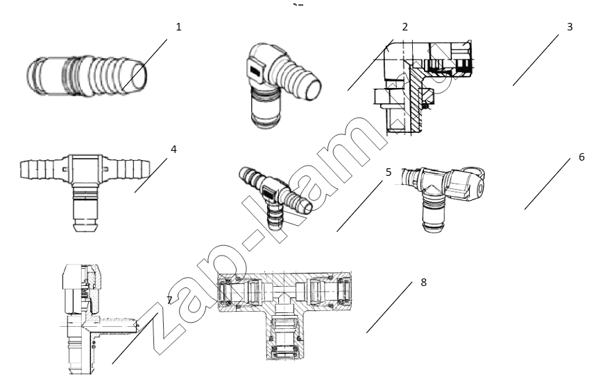 Схема/чертеж: CONNECTING PARTS,LINE & NIPPLE JOINT / Shaanxi Shacman SX42584V324